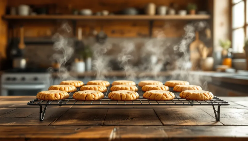 Biscuits protéinés faits maison disposés sur une grille de refroidissement.