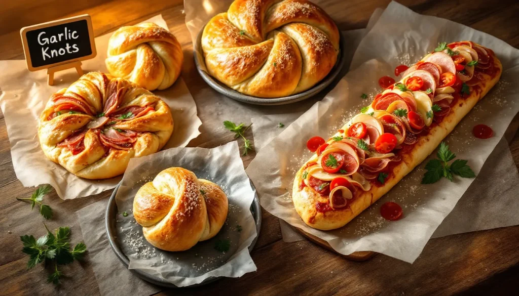 Délices de pâte à pizza garnie de divers ingrédients savoureux.