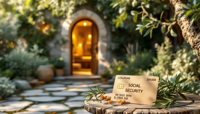 Un paysage de verdure corse avec des sources thermales entourées de rochers et d'arbres.