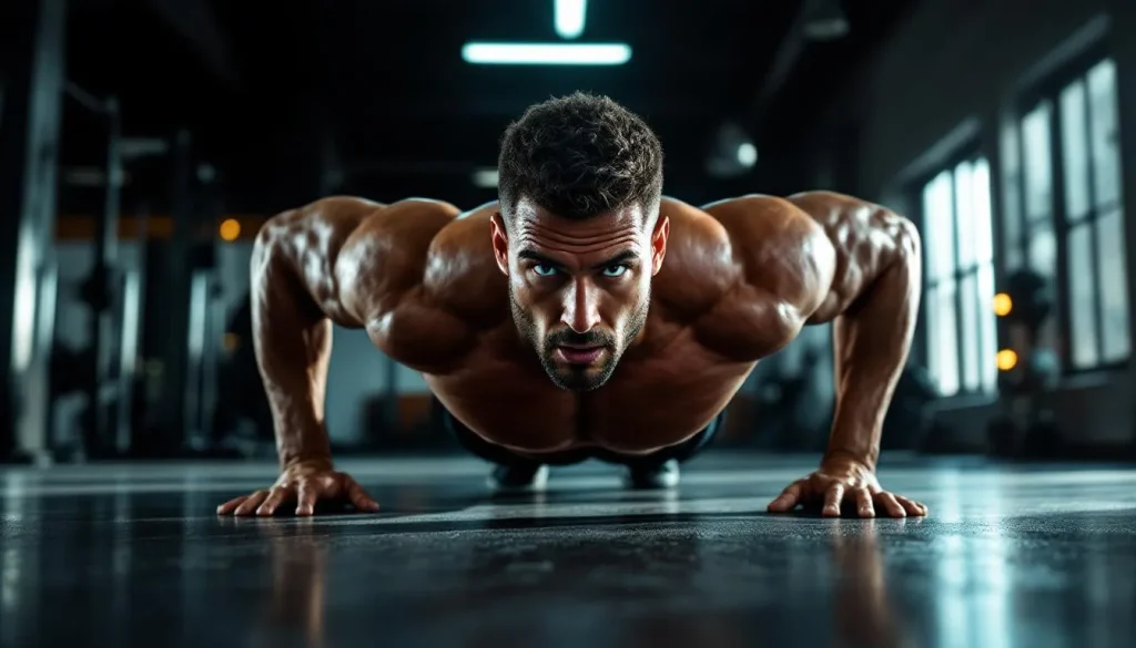 Un athlète en plein effort, illustrant la force et la détermination à travers un mouvement dynamique.