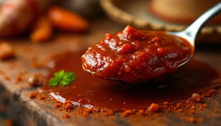 Une cuillerée de sauce chipotle dans un récipient.